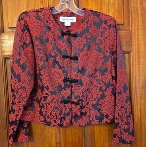 Norton McNaughton Black and Red Floral Blazer